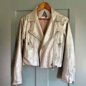 Metallic faux leather jacket